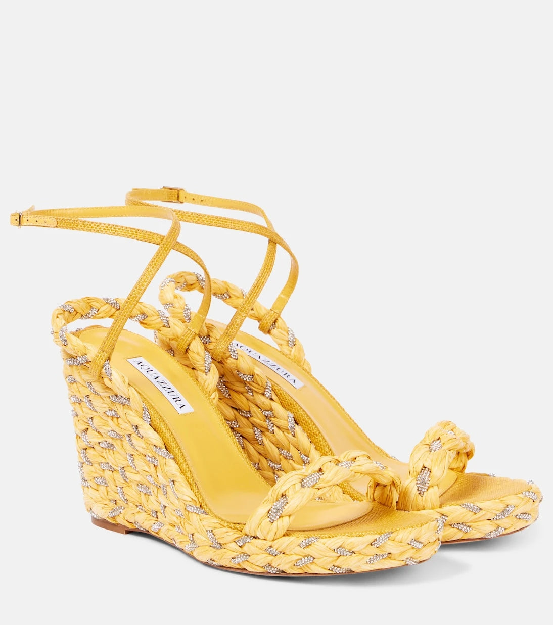 Aquazzura - Costiera Crystal raffia espadrille wedges
