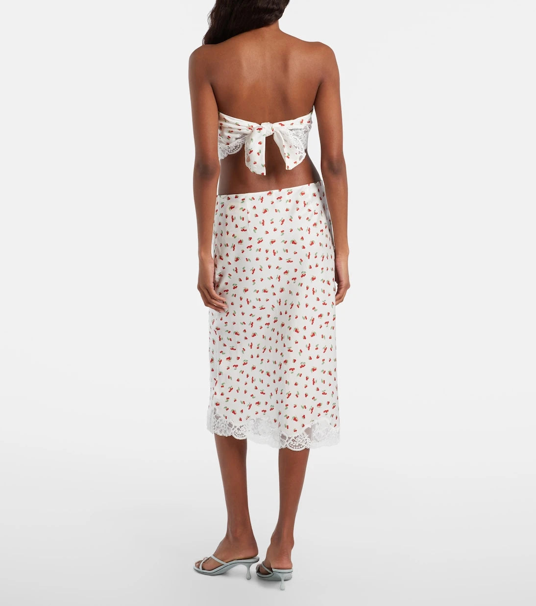 Posse - Fae lace-trimmed printed midi skirt