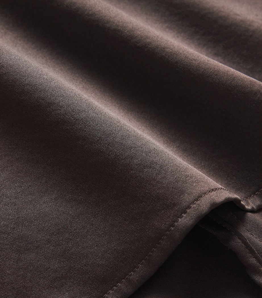 STAUD Brown Silk-Blend Phare Midi Dress