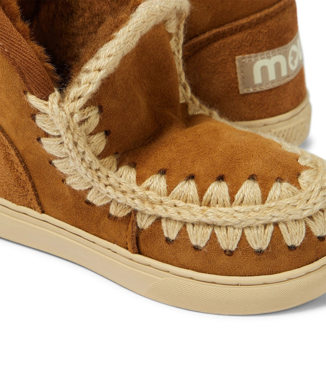 Mou Kids - Embroidered shearling-lined suede sneakers