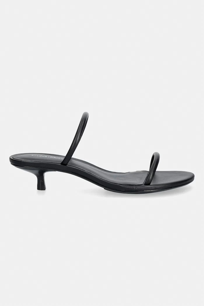 Calvin Klein deri ince topuklu sandalet KITT HEEL SNDL DOUBLE STRAP LTH