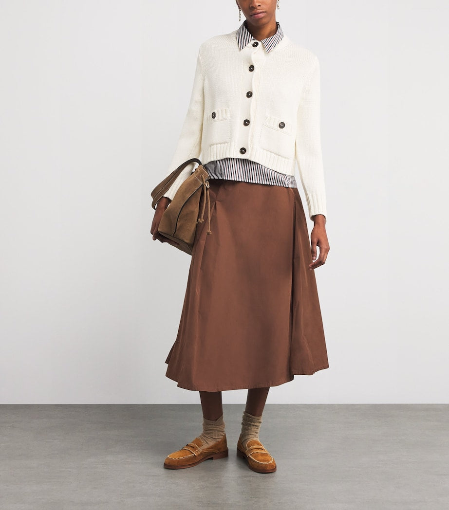 ME+EM Ivory Cotton Cropped Cardigan