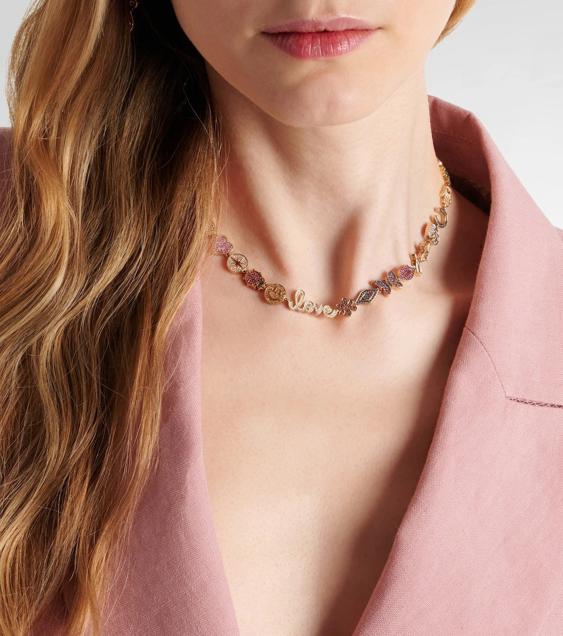 Sydney Evan - 14kt gold charm necklace with diamonds