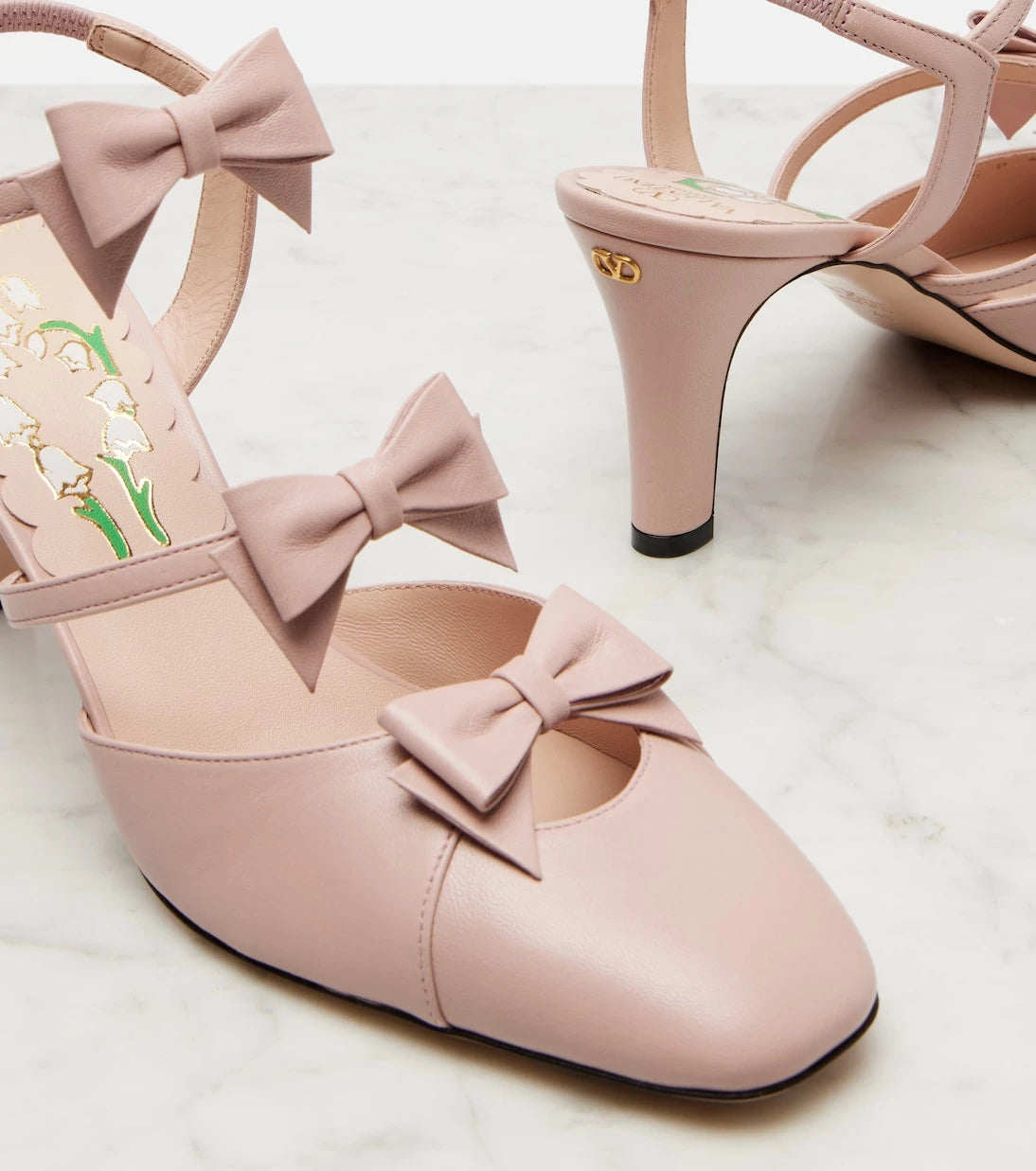 Valentino Garavani - Bowow 75 leather slingback pumps
