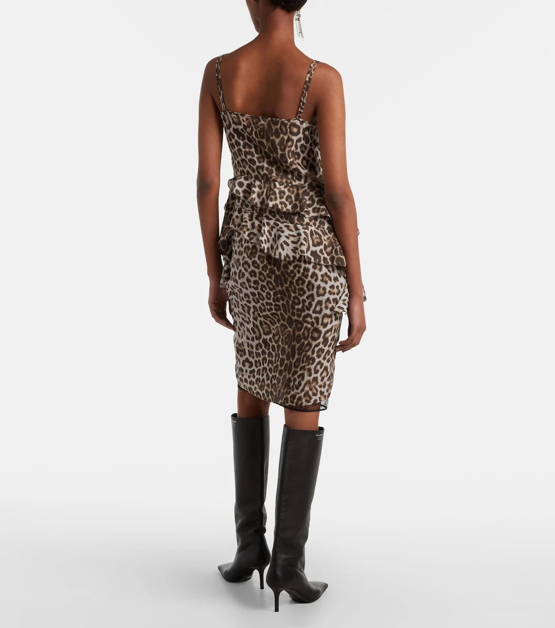 Jacques Wei - Leopard-print silk lace midi skirt