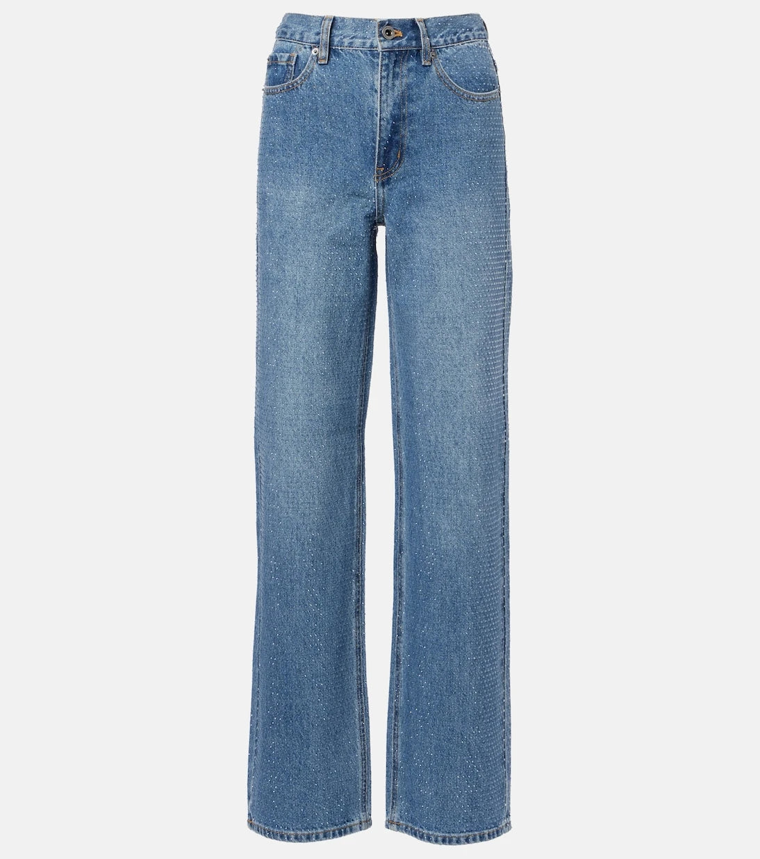 Self-Portrait - Embellished high-rise straight jeans