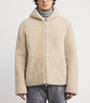 Ivory Shearling Hooded Jacket
