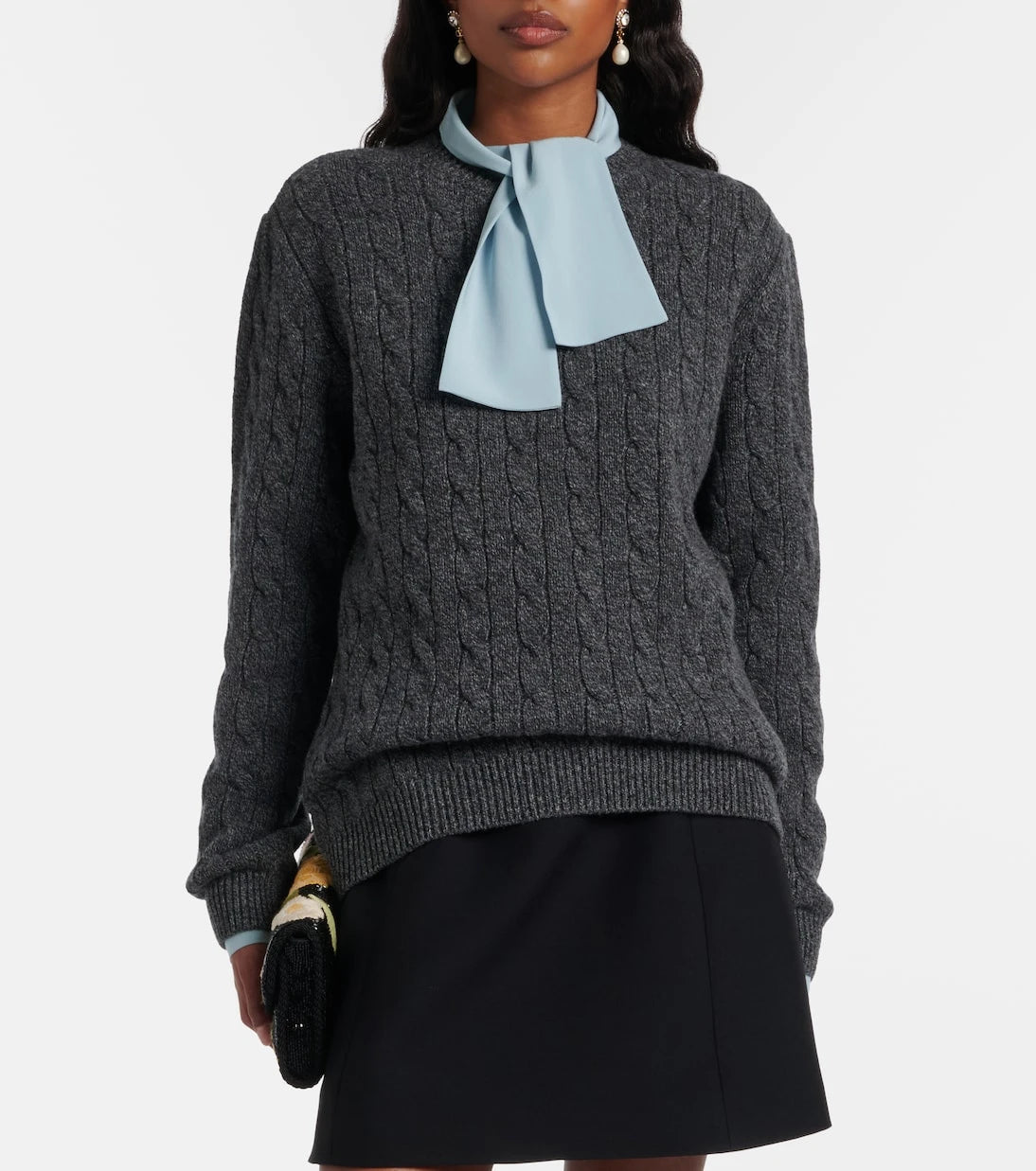 Valentino - Cable-knit virgin wool mouliné sweater