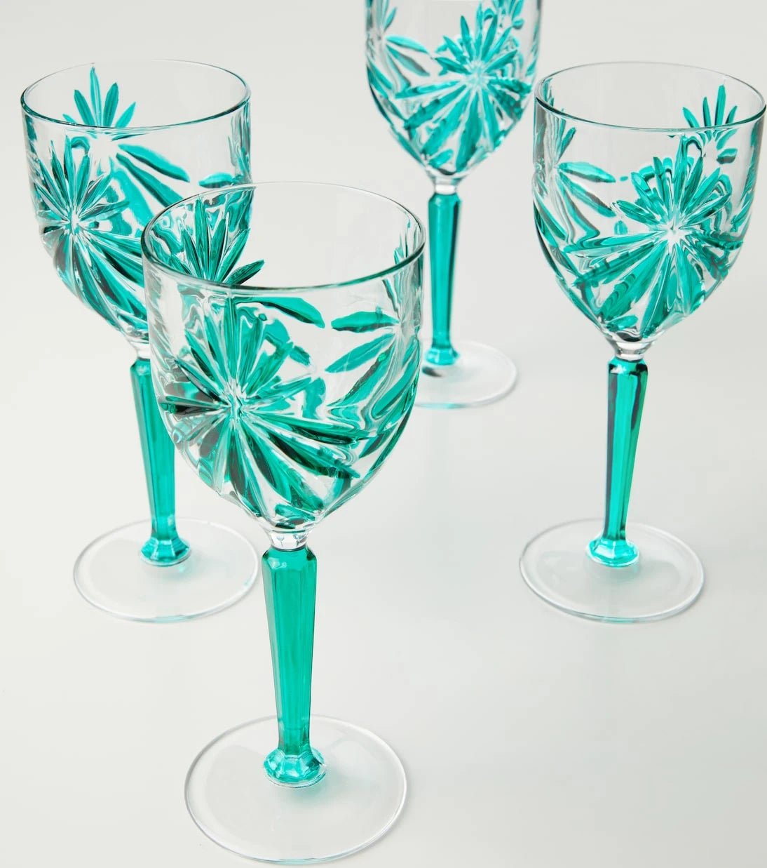 Les-Ottomans - Set of 4 floral crystal wine glasses