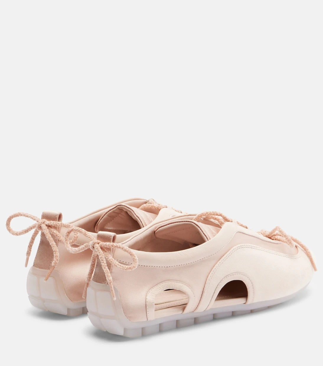 Simone Rocha - Cutout suede-trimmed satin sneakers