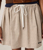 Brown Cotton Poplin Check Mini Skirt