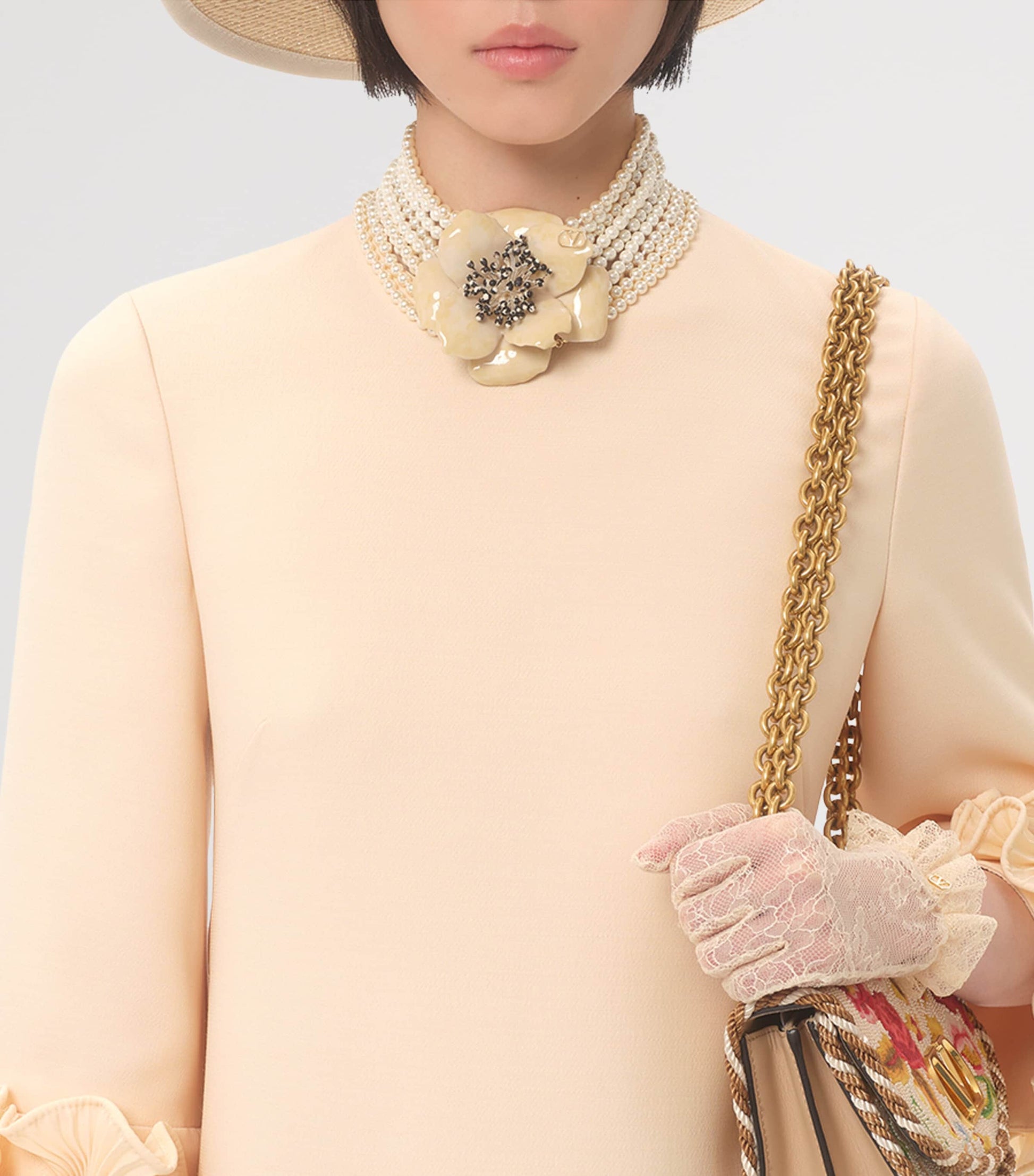 Valentino Nude Crepe Couture Mini Dress