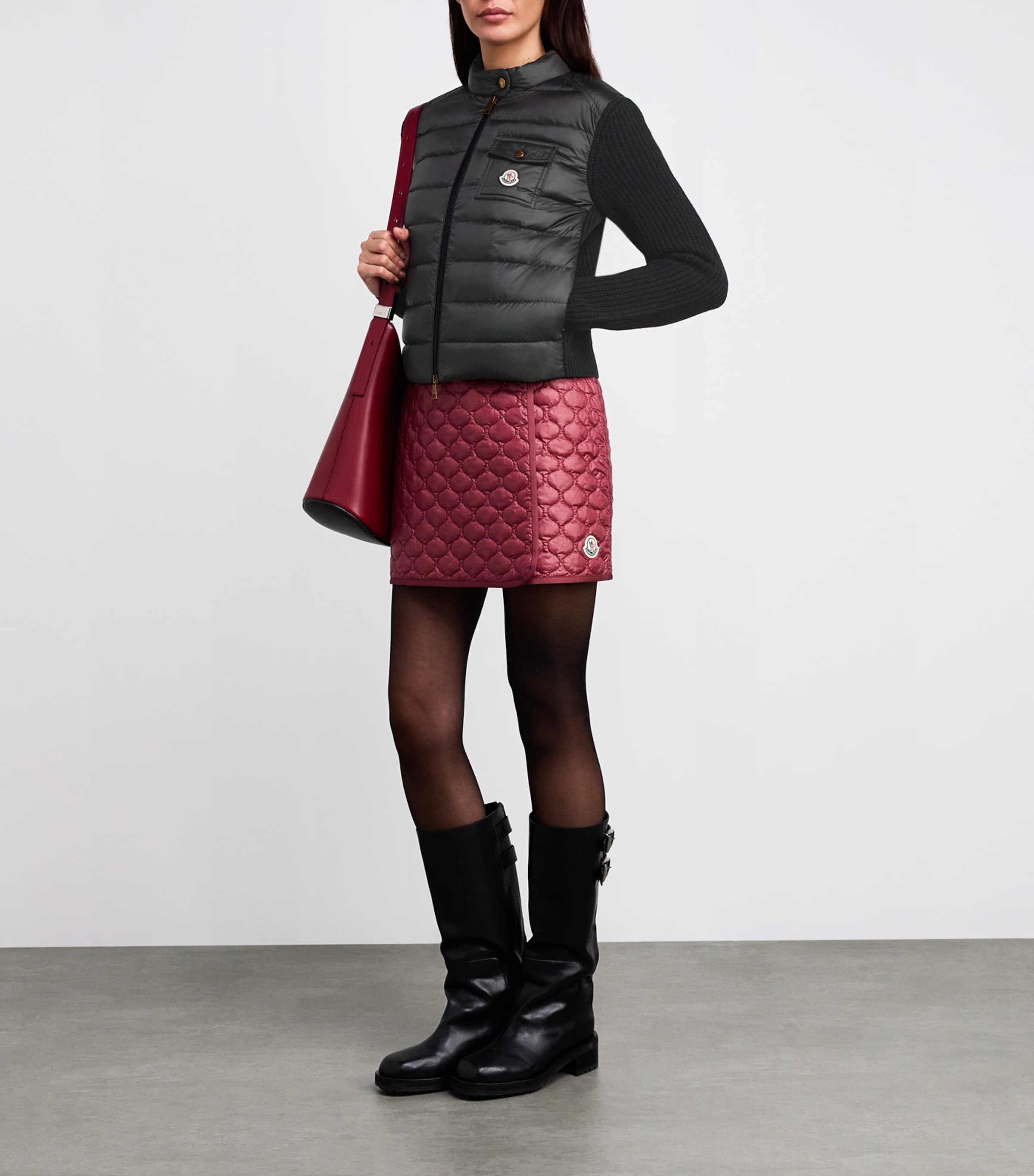 Moncler Black Down Panelled Cardigan