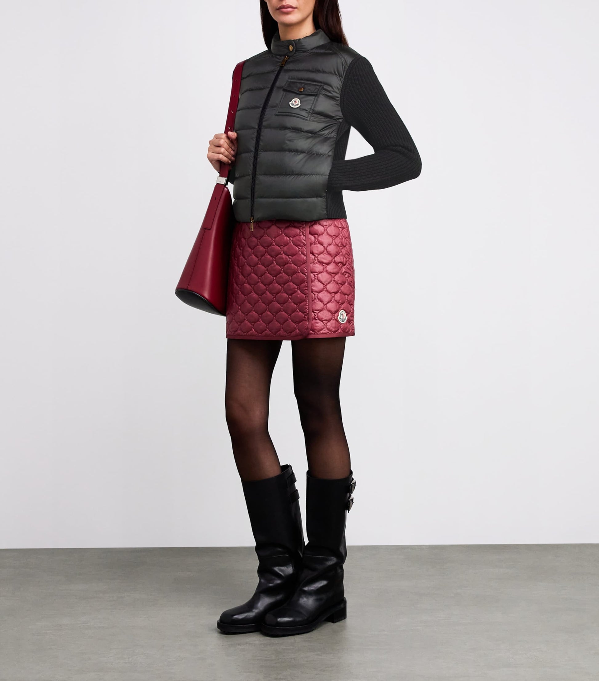 Moncler Black Down Panelled Cardigan