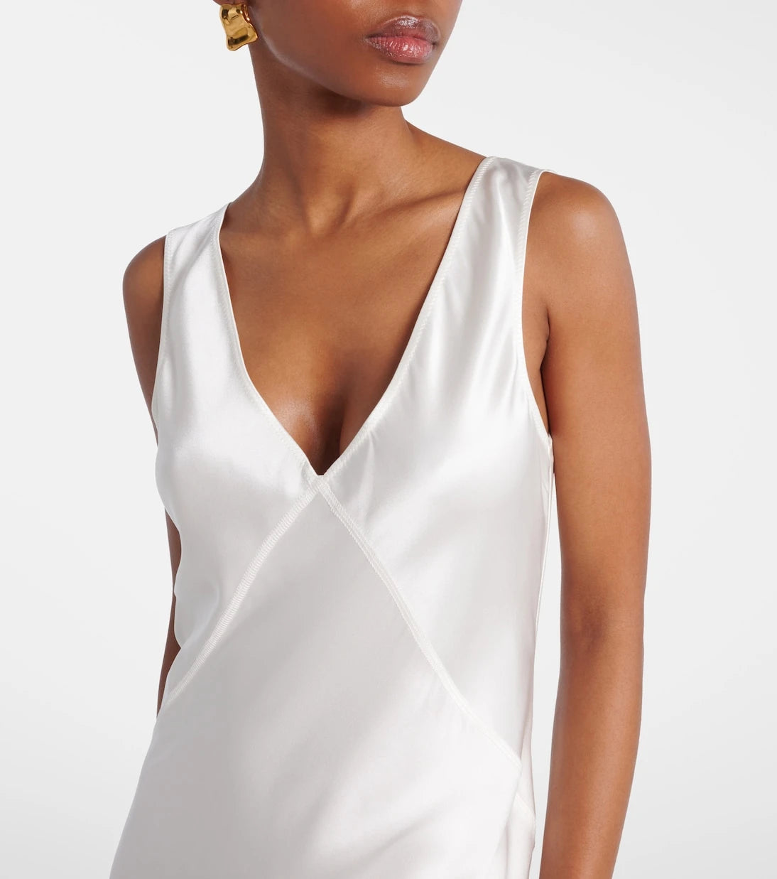 Asceno - Bordeaux silk satin slip dress
