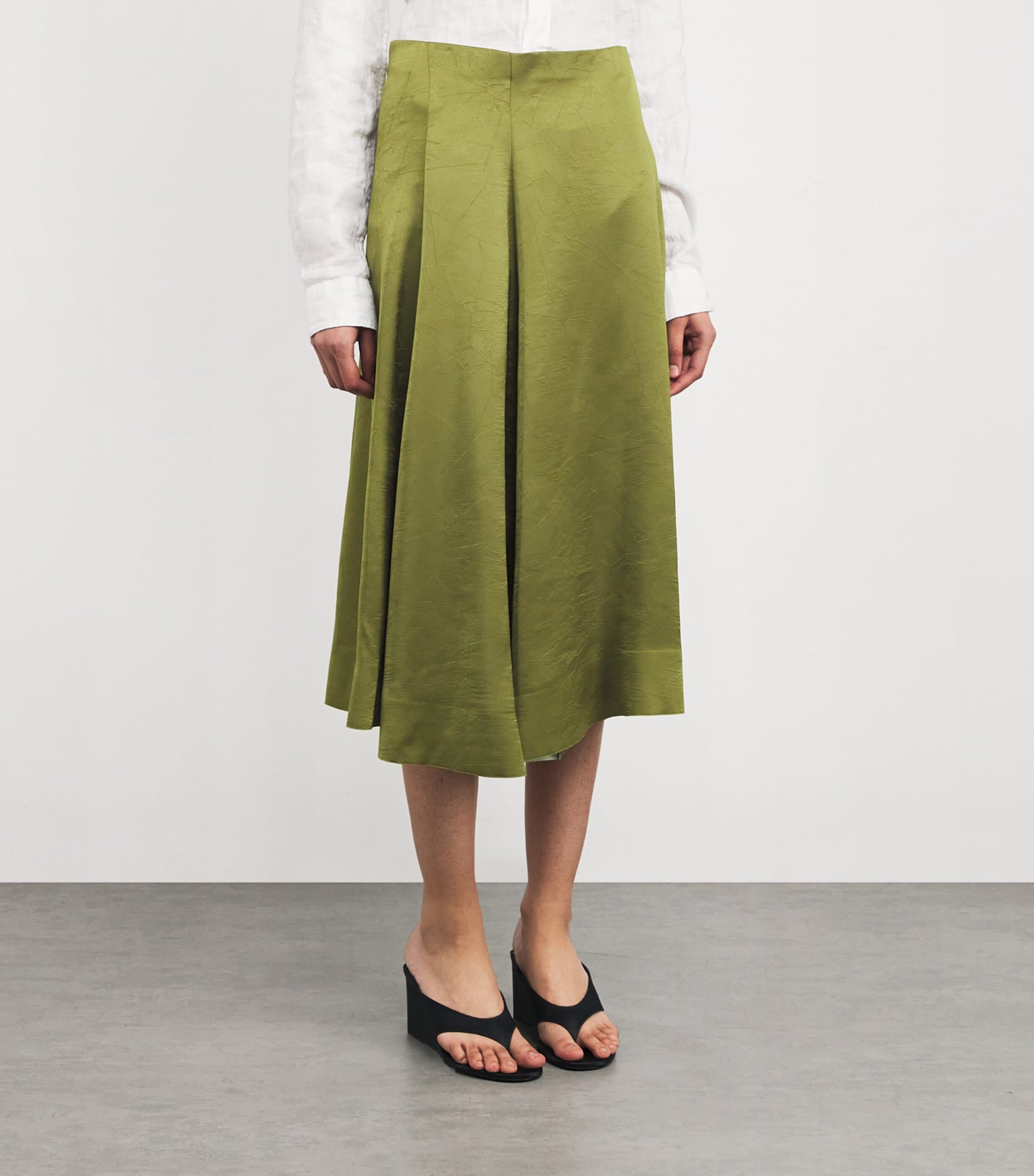 Vince Green Satin Midi Skirt