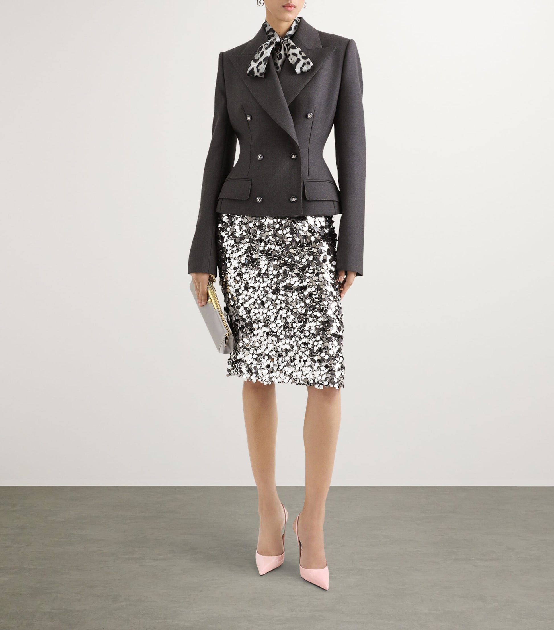 Embellished Sequin Midi Skirt