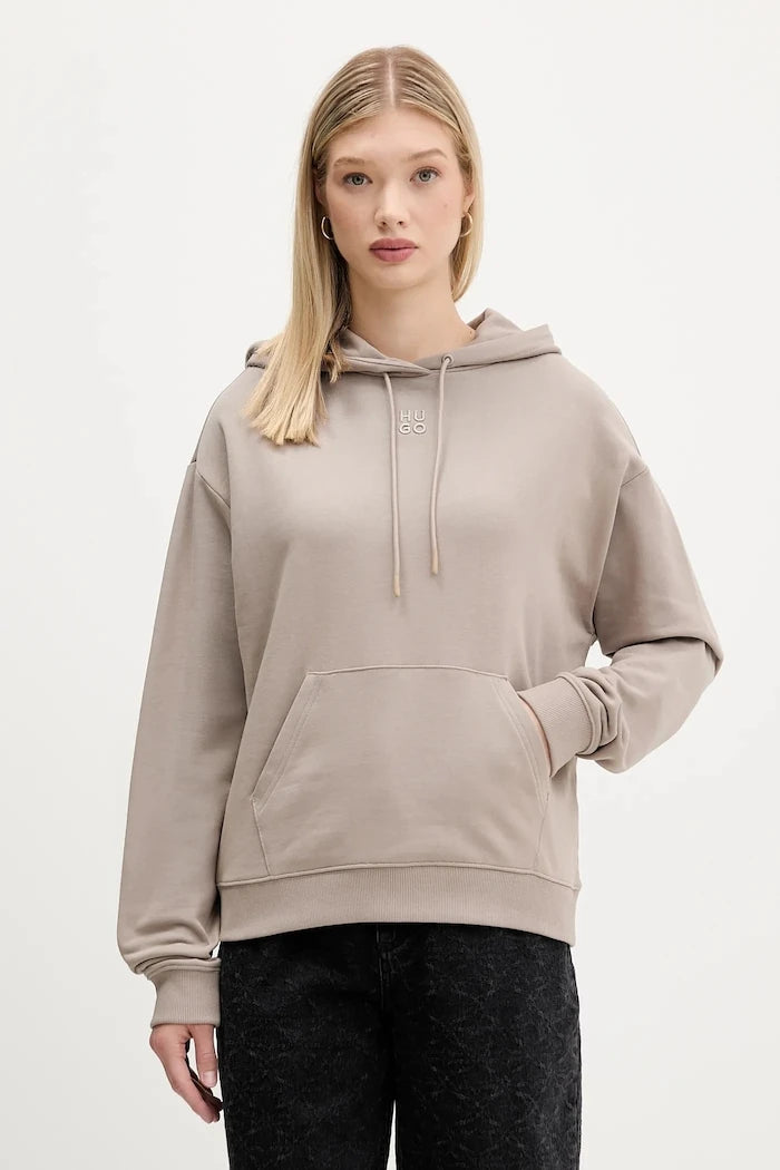 HUGO kadın pamuklu kapüşonlu sweatshirt Delfinia