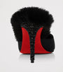Christian Louboutin Red KM Fur Strass Mules 85