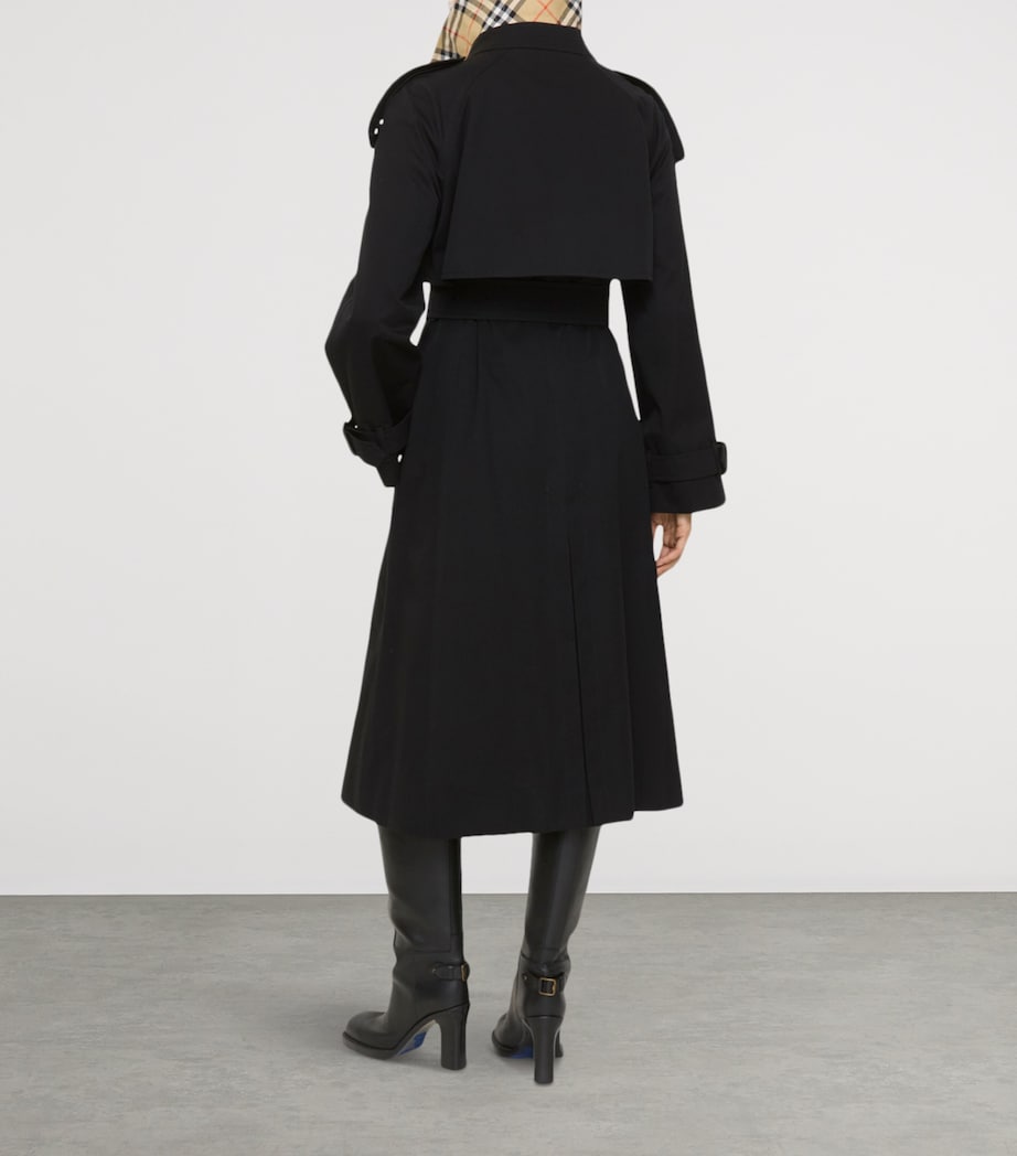 Burberry Black Gabardine Fitzrovia Long Trench Coat