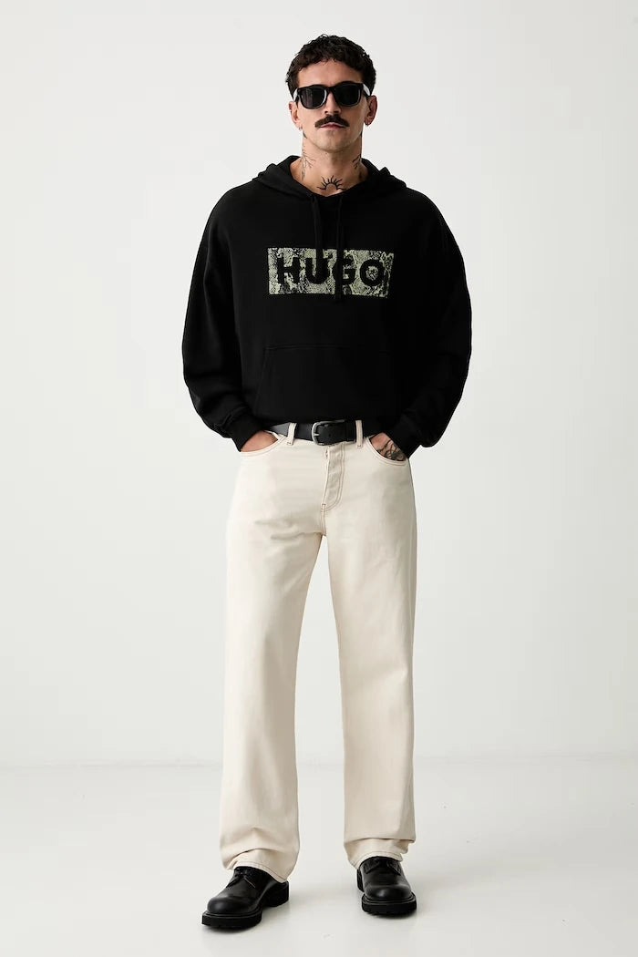 HUGO Blue kapüşonlu erkek pamuklu sweatshirt Necdysis