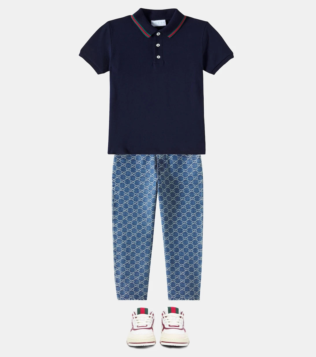 Gucci Kids - Web cotton-blend piquet polo shirt