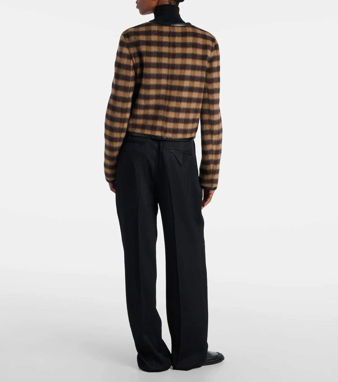 Proenza Schouler - Checked leather-trimmed wool-blend jacket
