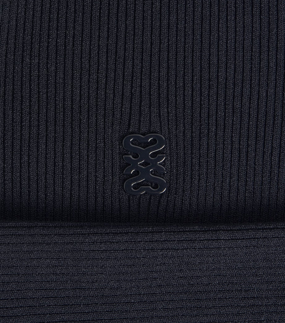 Sandro Paris Blue Rib-Knit Cropped Cardigan