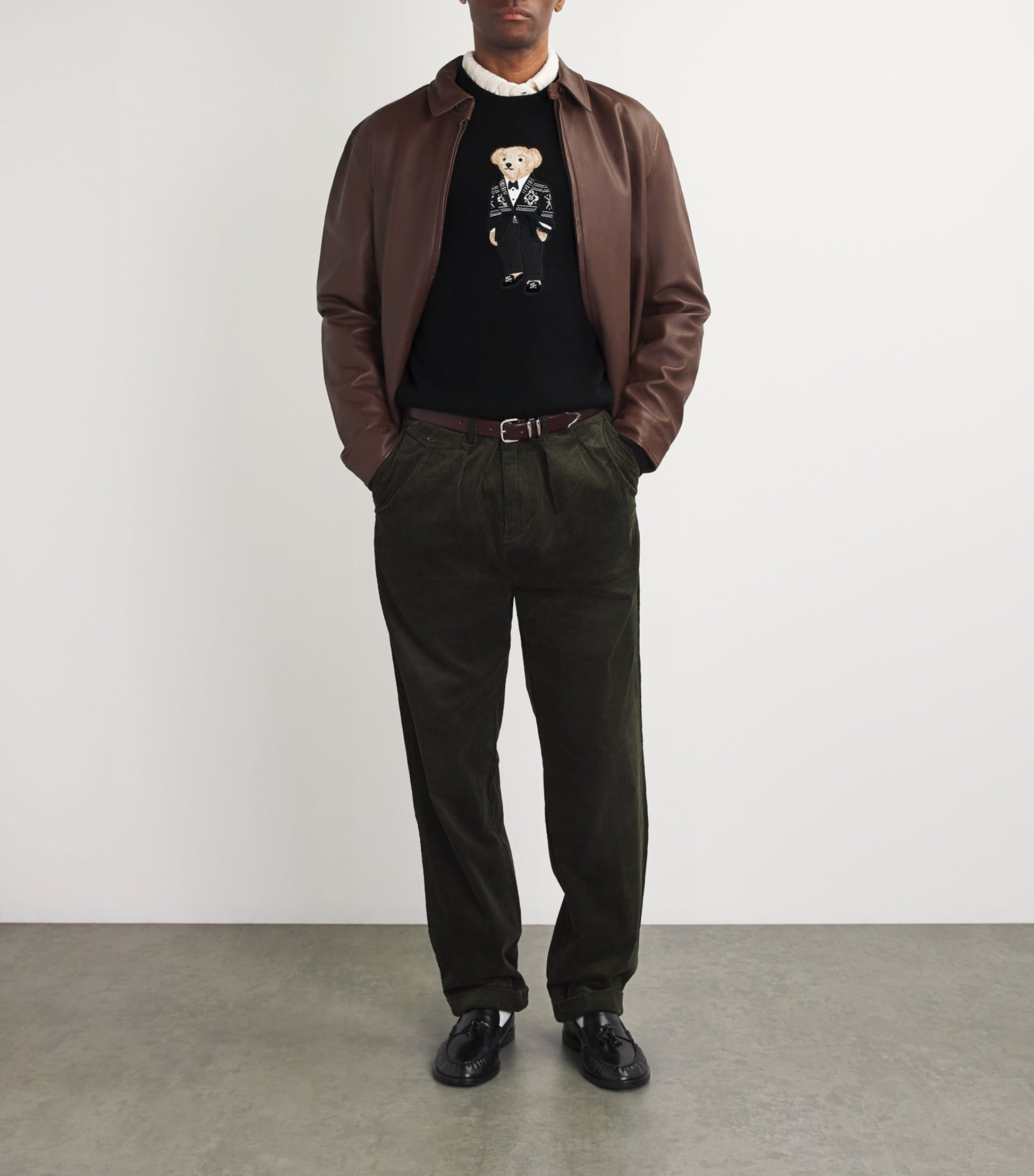 Ralph Lauren Purple Label Black Crew-Neck Polo Bear Sweater