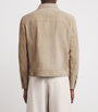 Beige Suede Trucker Shirt Jacket