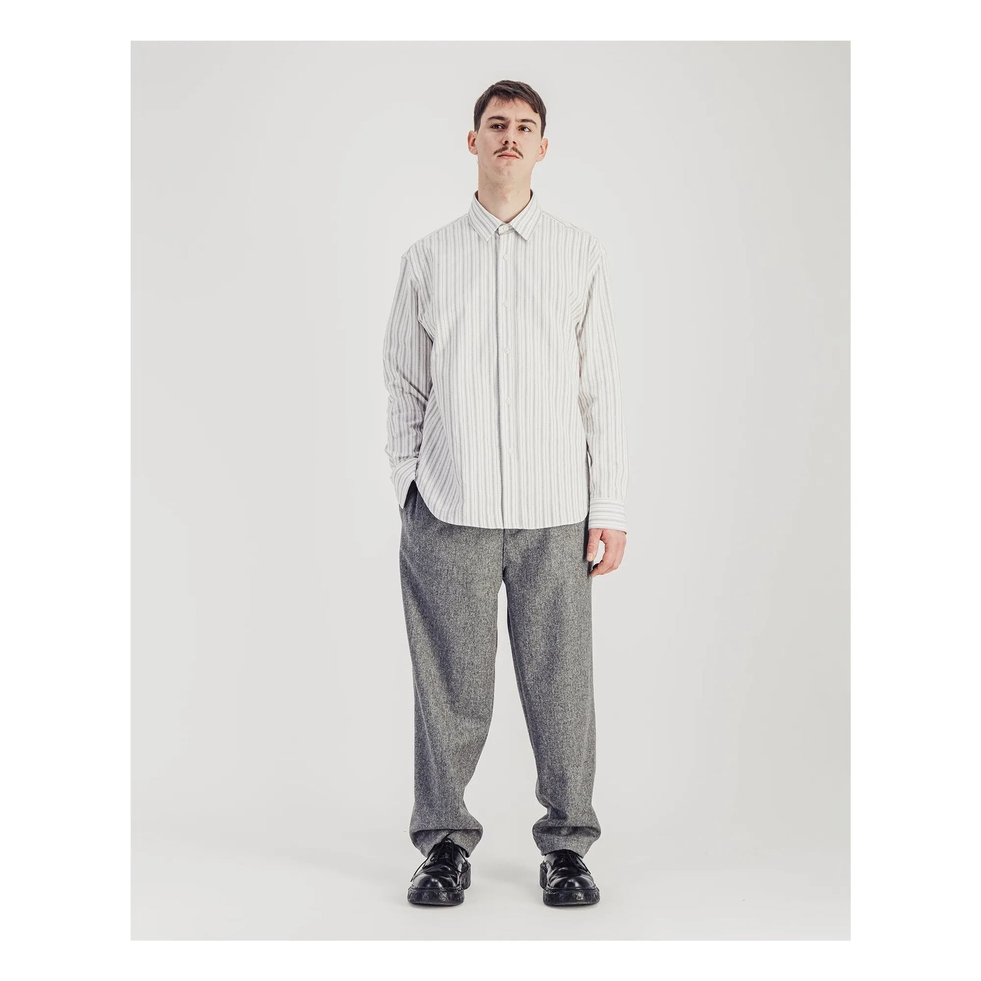 Parages - Striped Daily Shirt Cotton Poplin | Grey
