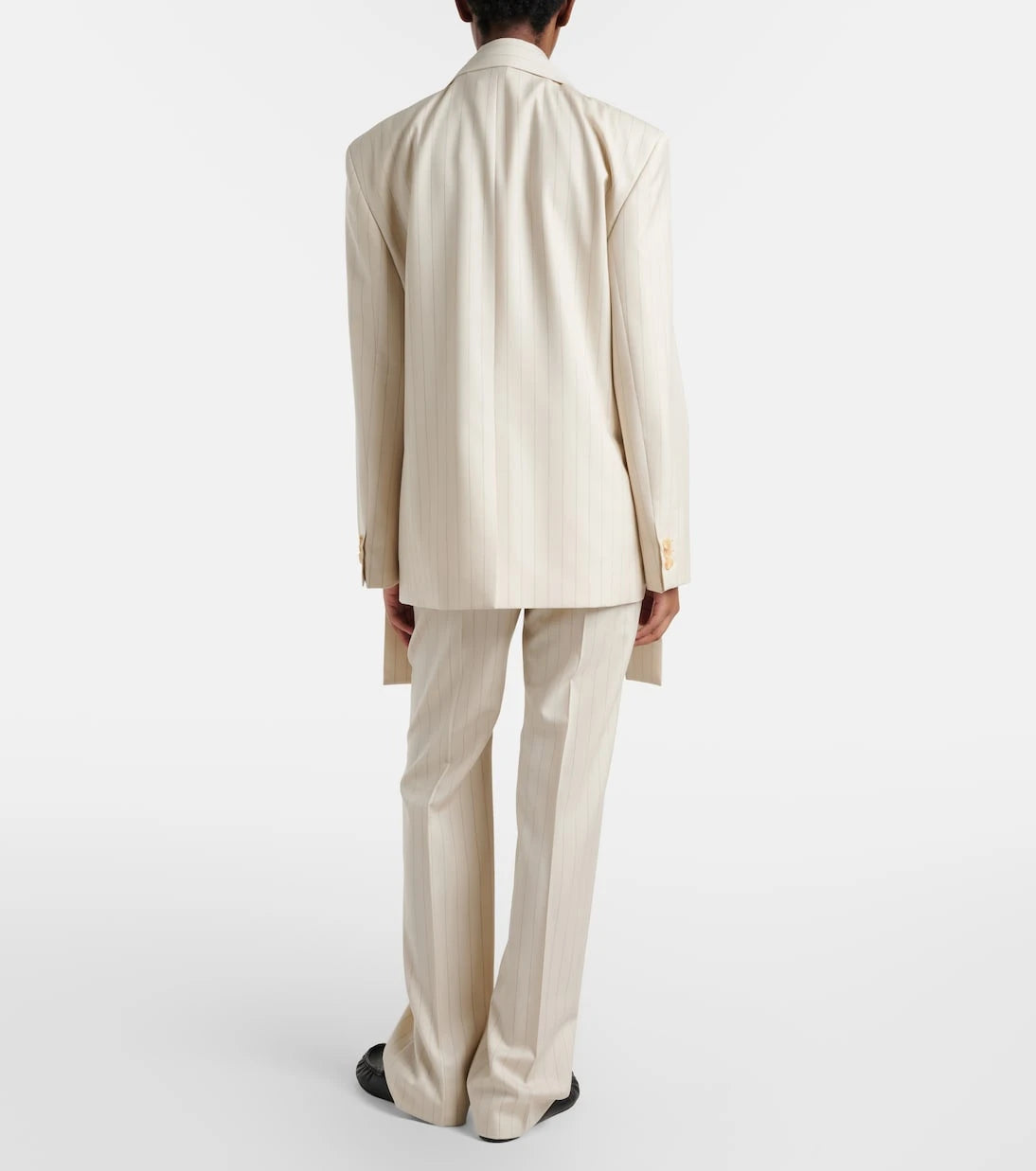 Acne Studios - بنطال صوف مقلم بقصة مستقيمة