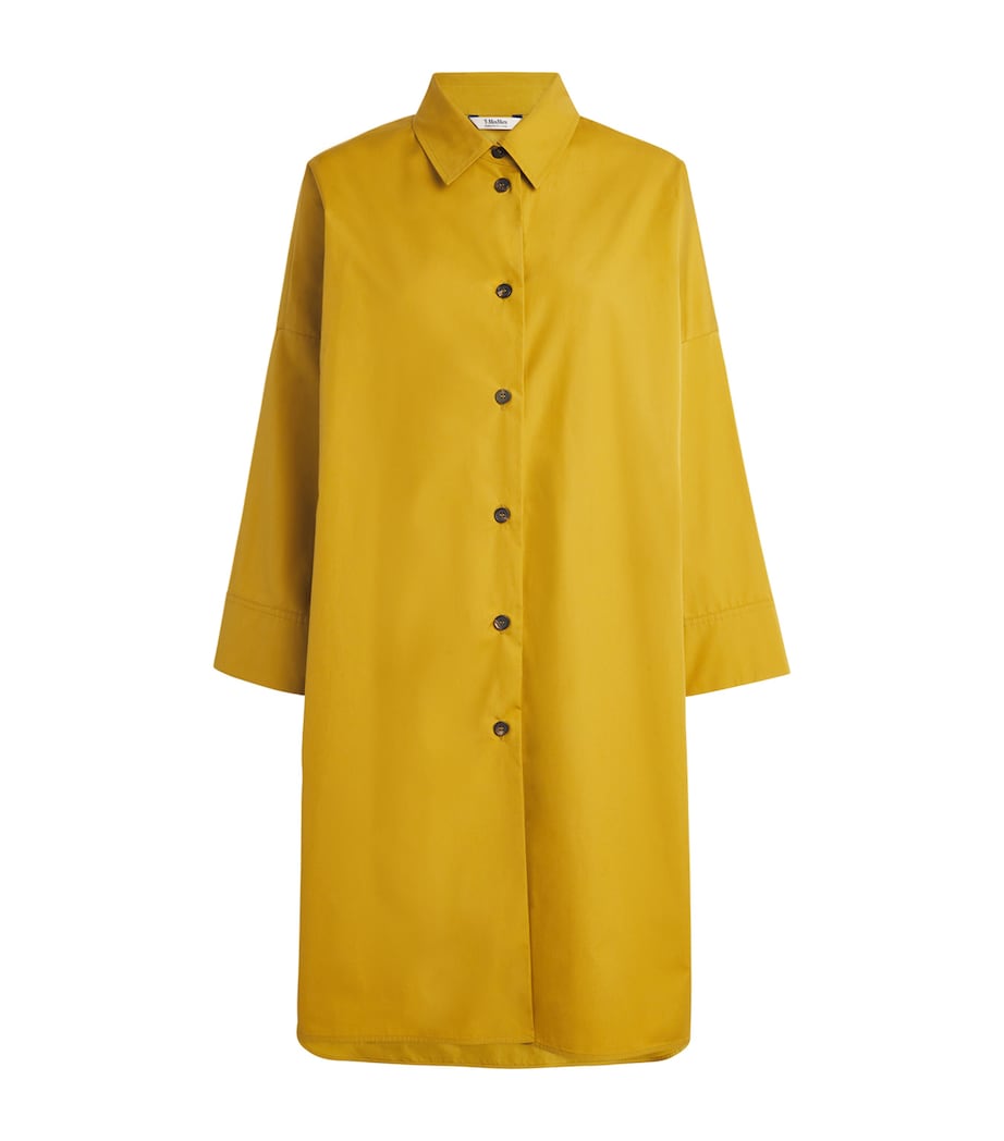 Yellow Cotton Midi Shirt Dress