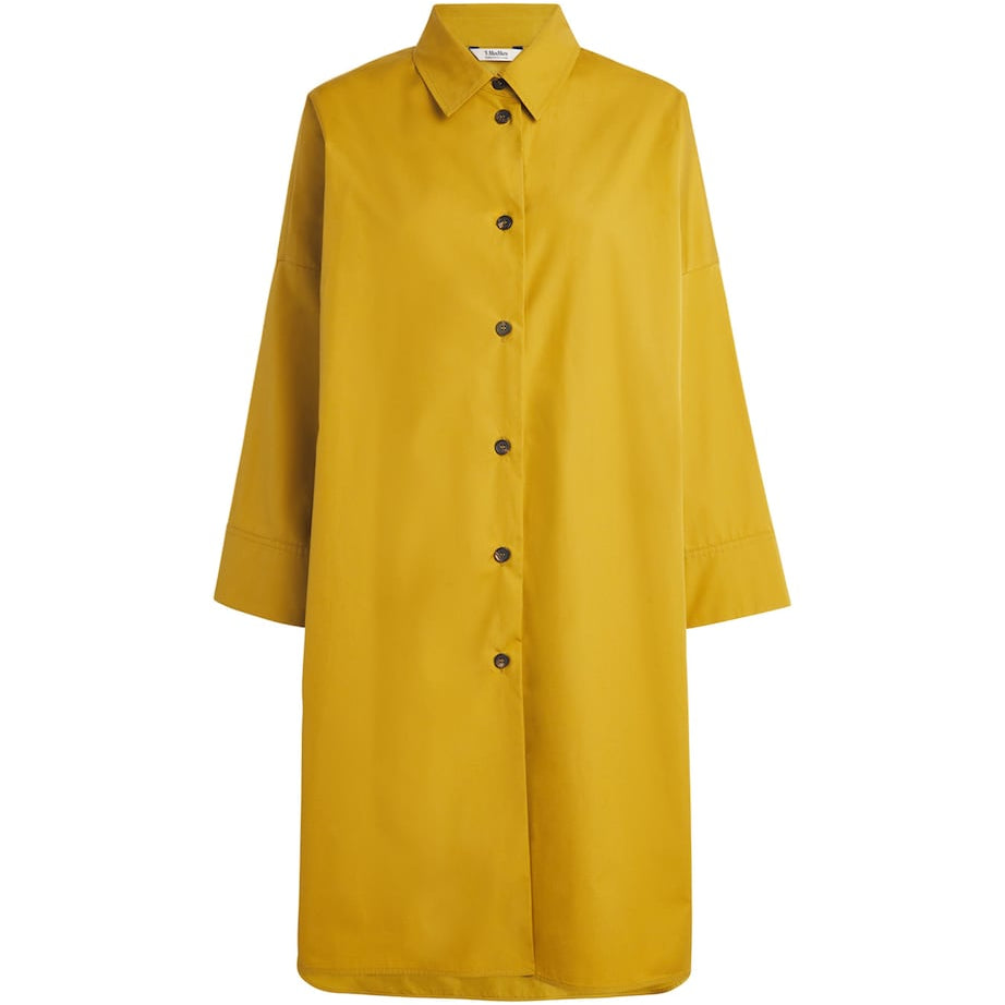 Yellow Cotton Midi Shirt Dress