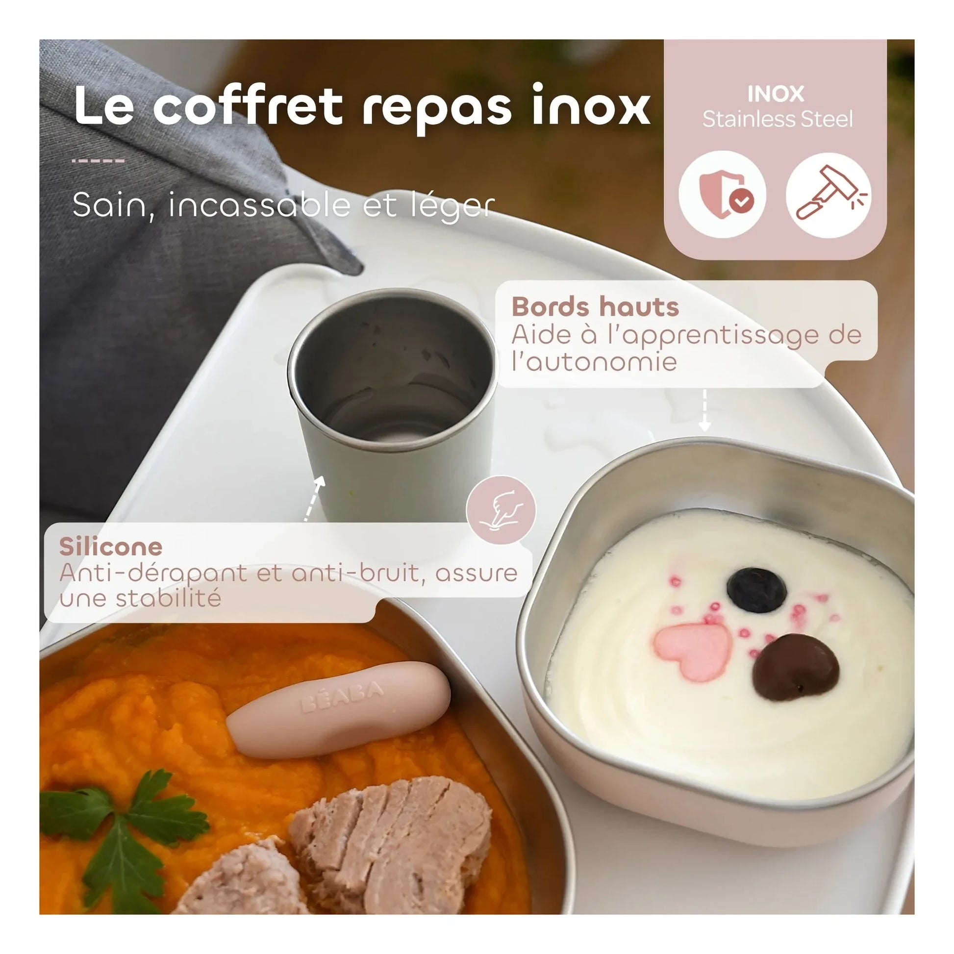 Béaba - Stainless steel lunch box | Peach