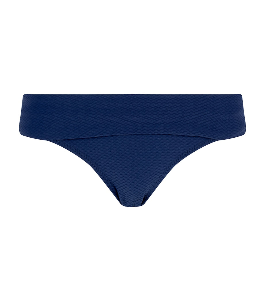 Heidi Klein Navy Textured Fold Over Bikini Bottoms