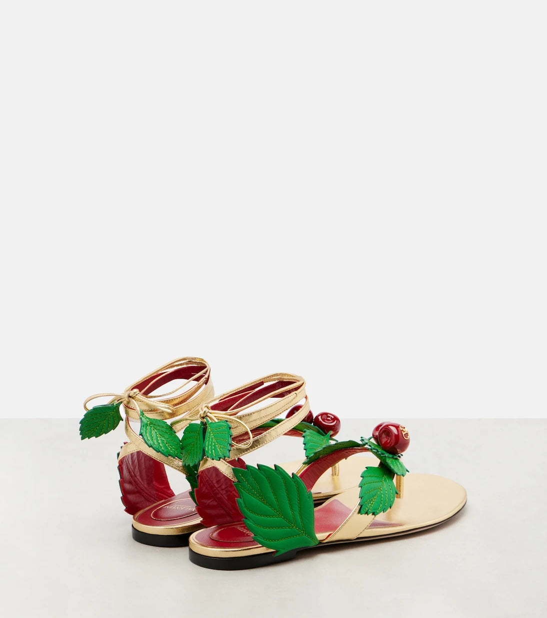 Valentino Garavani - Cherryfic metallic leather thong sandals