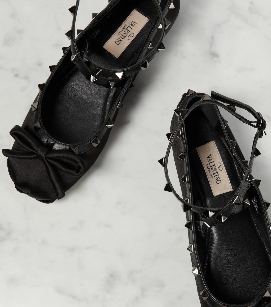 Valentino Garavani - Rockstud satin ballet flats