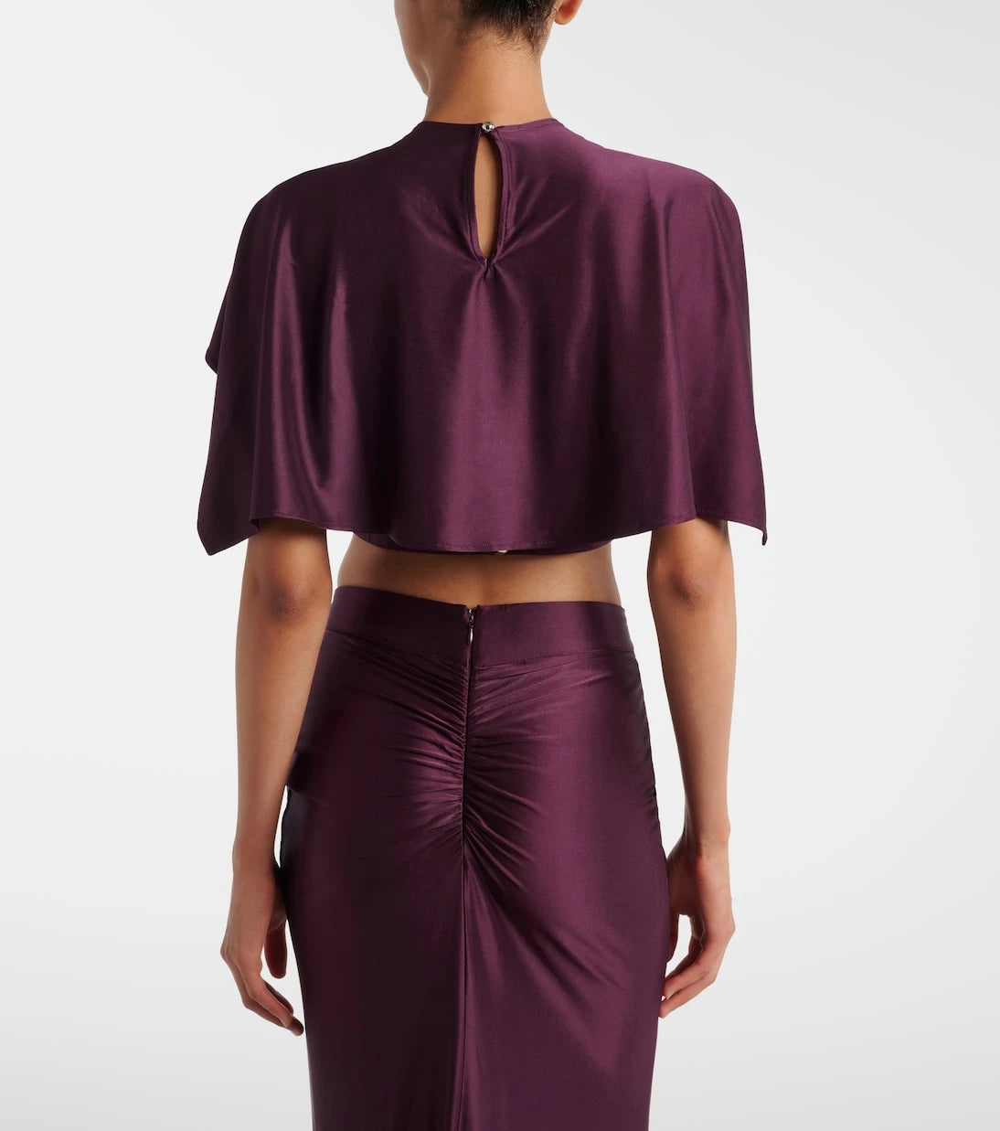 Rabanne - Gathered caped satin crop top