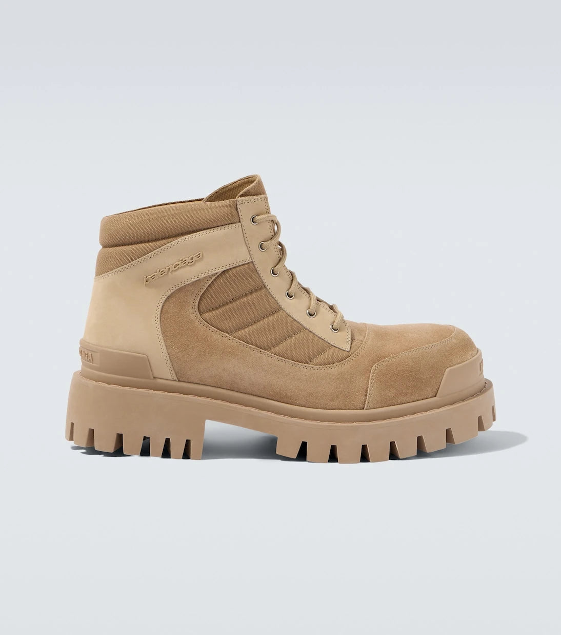Balenciaga - Combat Strike suede-trimmed lace-up boots