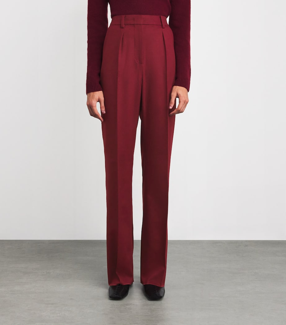 Max Mara Red Camelwool Straight Trousers