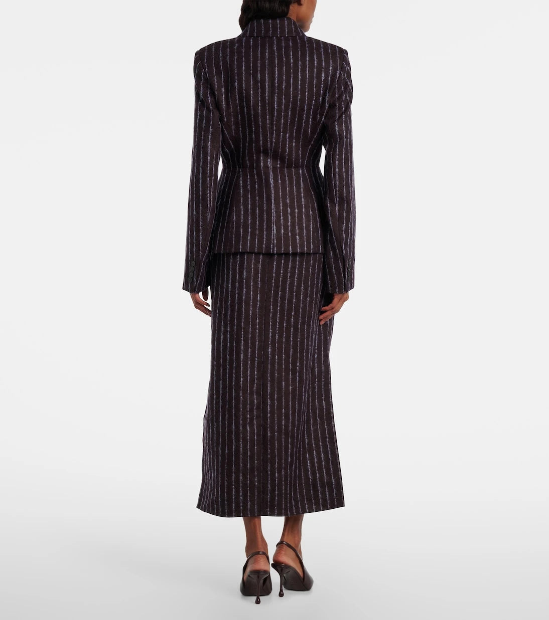 Erdem - Pinstripe wool and mohair pencil skirt