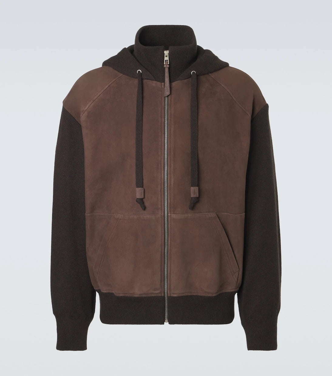 Loewe - Paneled suede zip-up hoodie