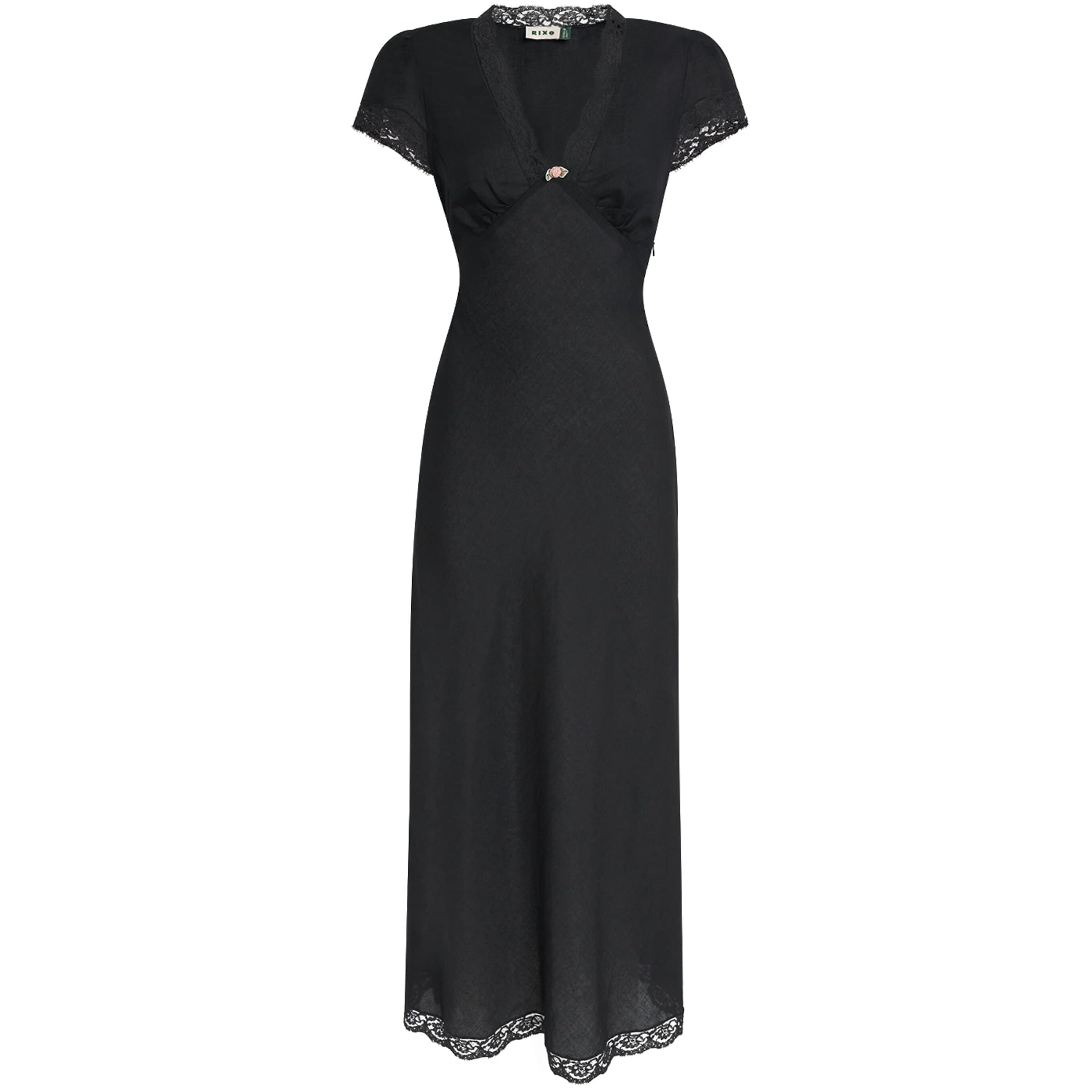Clarice V-Neck Midi Dress BLACK
