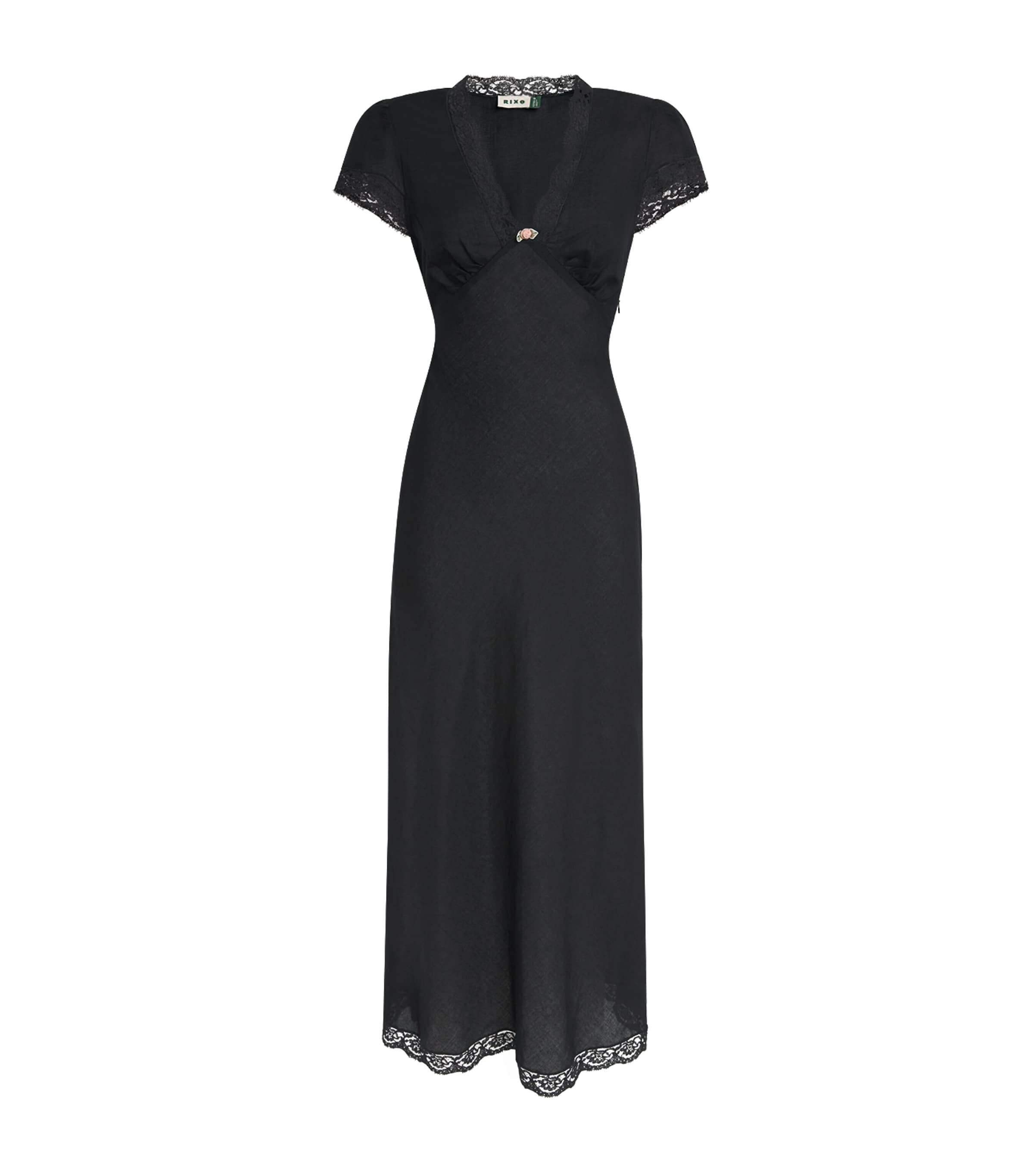 Clarice V-Neck Midi Dress BLACK