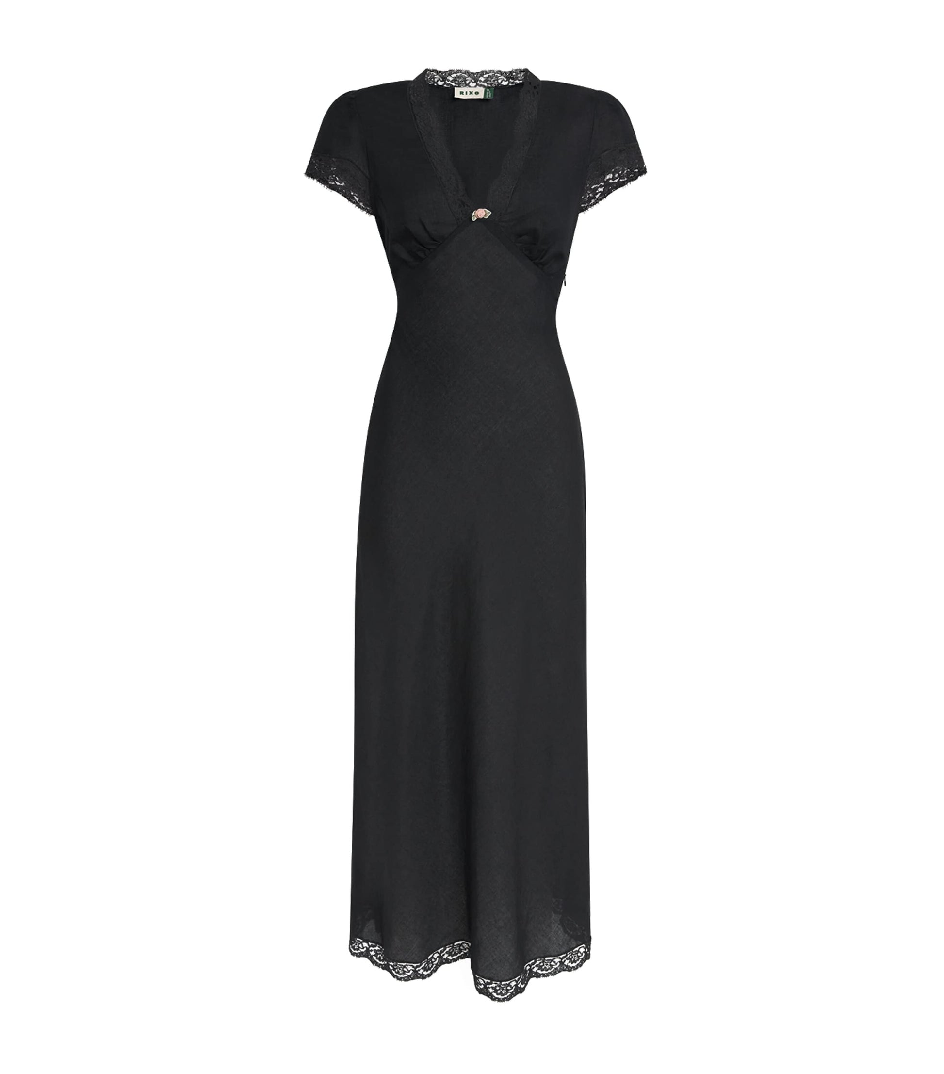 Clarice V-Neck Midi Dress BLACK