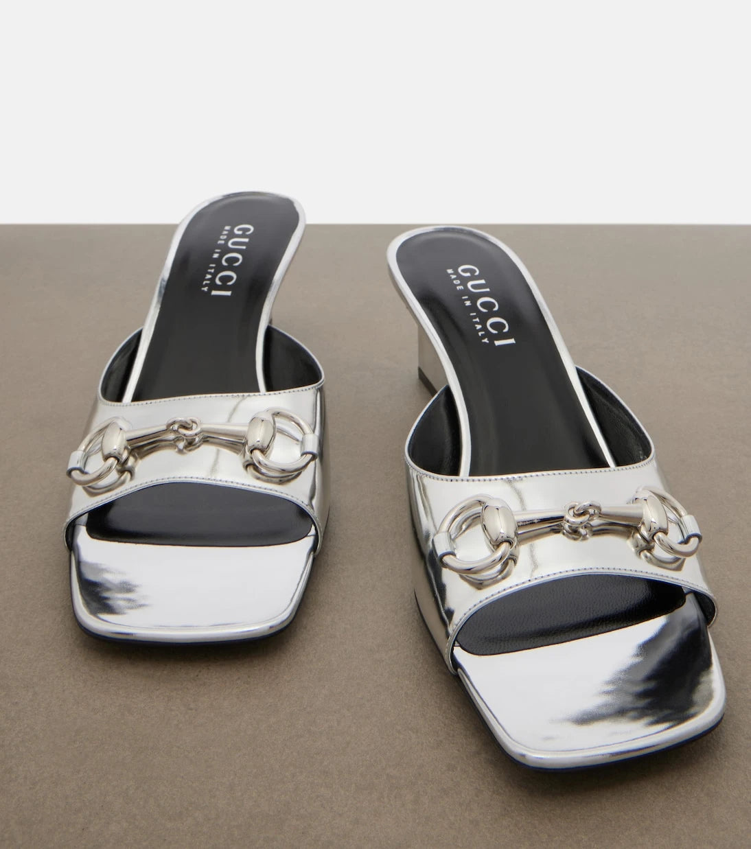 Gucci - Signora Horsebit metallic leather mules