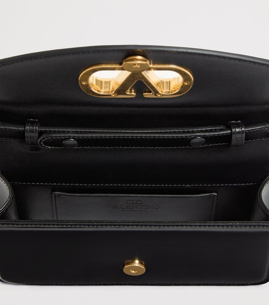 Valentino Garavani Black Small Leather Vain Clutch Bag