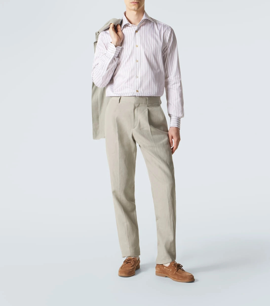 Kiton - قميص بوبلين قطني مخطط