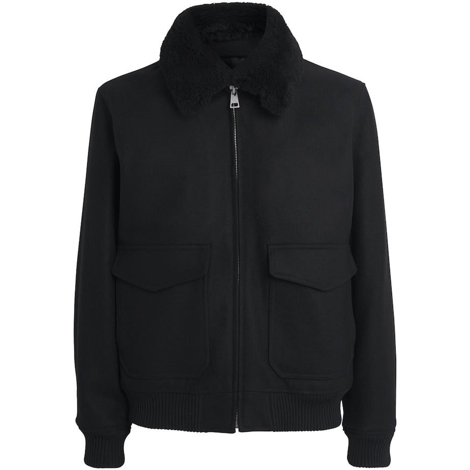 Wool-Blend Bomber Jacket BLACK